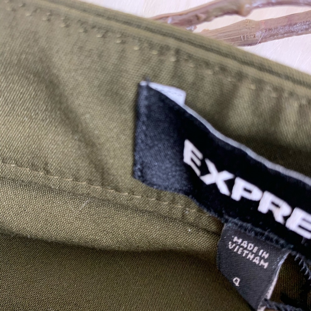 Express Dark Olive Button Up Align Mini Skirt 4 - image 2